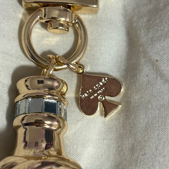 🍾 NWT Kate Spade "Clink Clink" Disco Ball Champagne Bottle Keychain 🥂 - Picture 2 of 5